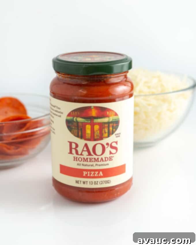 Easy Mini Pizzas for Little Chefs 5 jar of Rao's homemade pizza sauce
