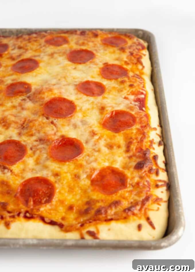Pillowy One-Pan Pizza 3 Fluffy Sheet Pan Pizza on half sheet pan
