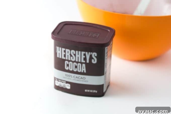 Decadent Triple Chocolate Cookie Cake 4 Container of Hershey's unsweetened cocoa powder