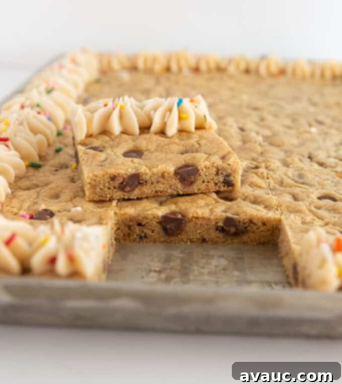 Giant Cookie Bar 3 sheet pan cookie cake cut in square