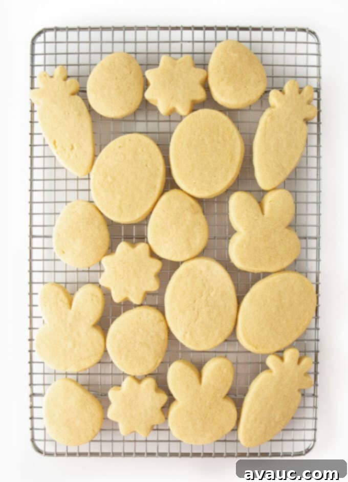 7 Delightful Easter Cookie Designs, Made Easy 5 cooling rack with Easter shaped sugar cookies