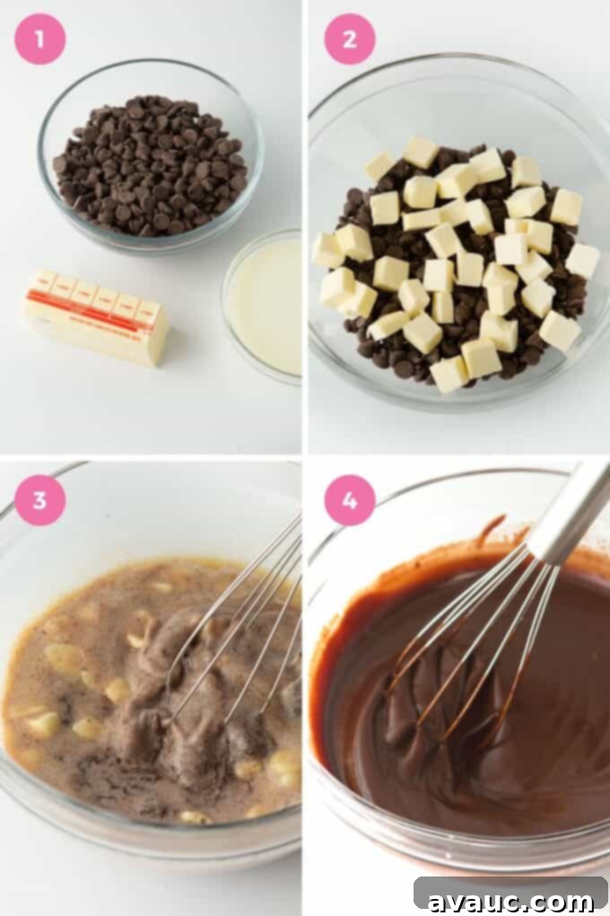 Making the easy chocolate ganache for cosmic brownies