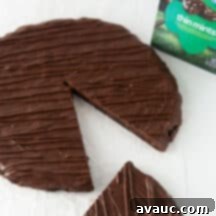 Giant Thin Mint Cookie Cake, top-down view with chocolate coating