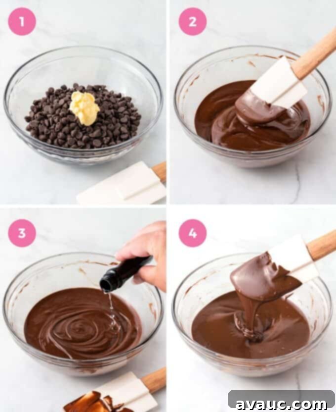 Ritz Cracker Thin Mint Crunch 5 Melted chocolate and peppermint extract being stirred in a bowl.