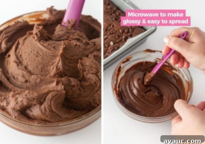 A freshly frosted brownie in a serving tray.
