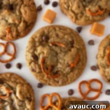 Close-up of a stack of Kitchen Sink Cookies, perfectly baked and chewy.