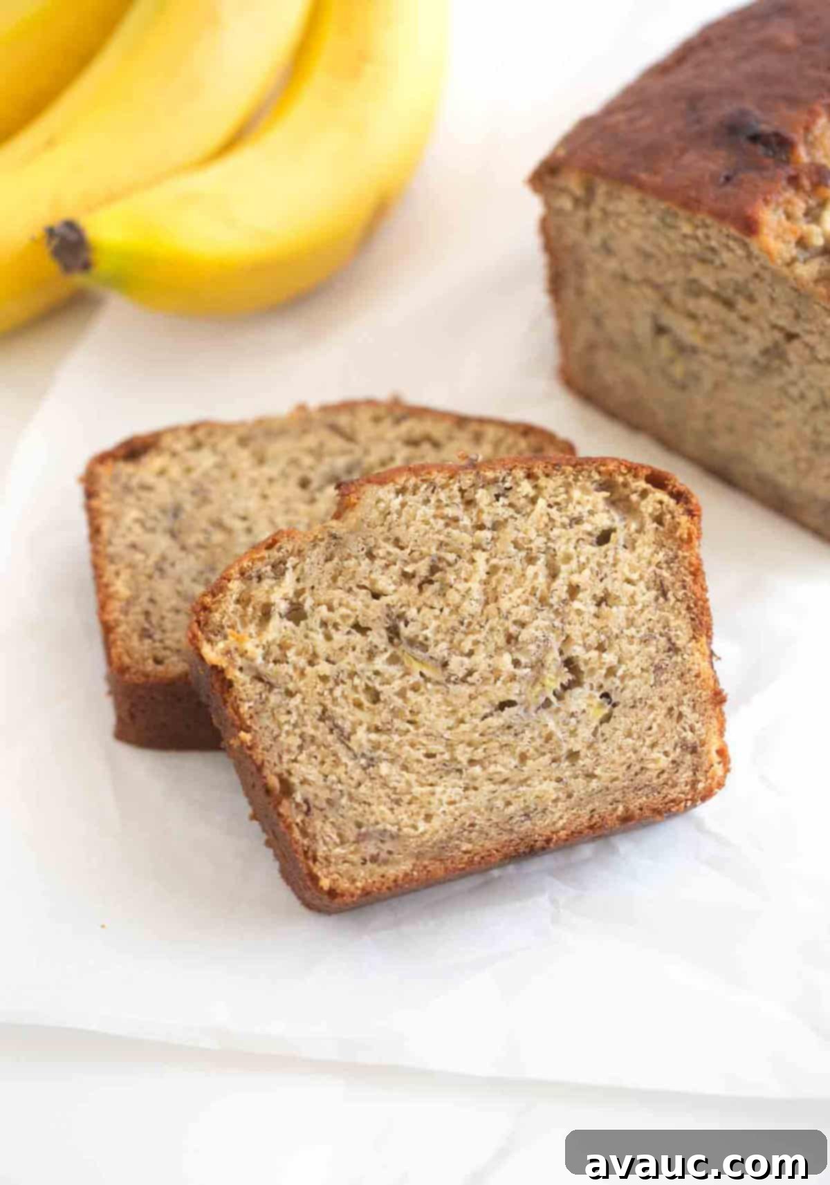 Five Creative Ways to Gift Banana Bread Includes Free Printables 3 thick slices of moist banana bread