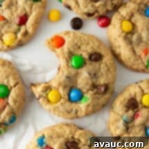 Soft and thick M&M monster cookies