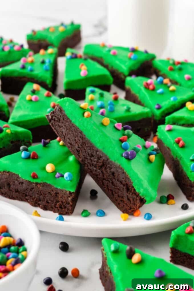 Celestial Christmas Brownie Trees 3 plate of green triangle Little Debbie cosmic Christmas tree brownies