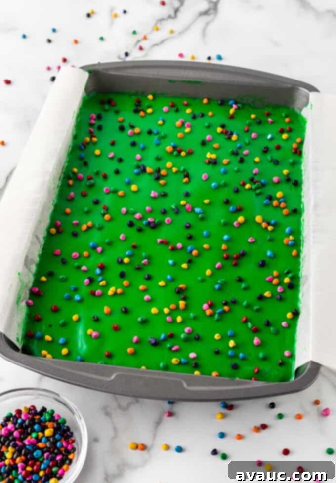 Celestial Christmas Brownie Trees 9 pan of cosmic brownies with white chocolate ganache and rainbow chip sprinkles