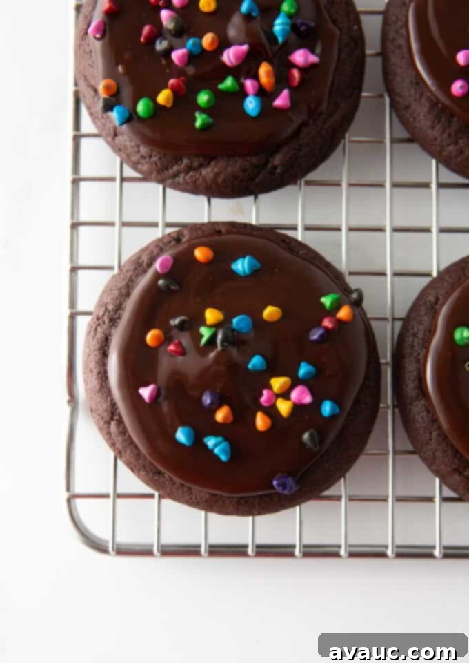 Fudgy Cosmic Brownie Cookies 11 cosmic brownie cookies on cooling rack
