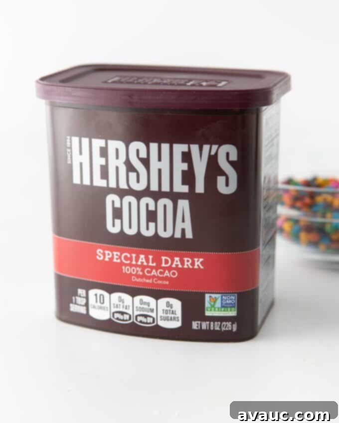 Fudgy Cosmic Brownie Cookies 4 container of hershey's special dark cocoa powder