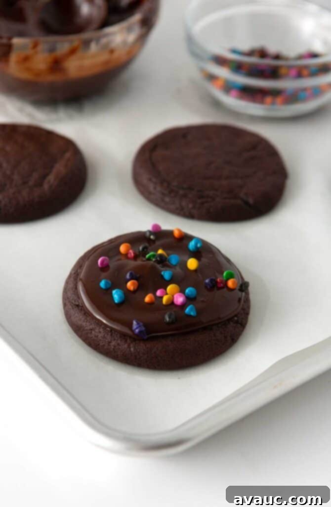 Fudgy Cosmic Brownie Cookies 10 cosmic brownie cookie on pan