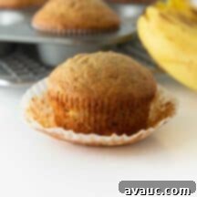 Effortless One Banana Muffins 3 Close-up of a moist banana muffin made with 1 banana