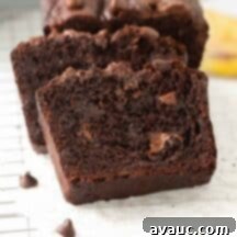 Delicious Double Chocolate Banana Bread loaf
