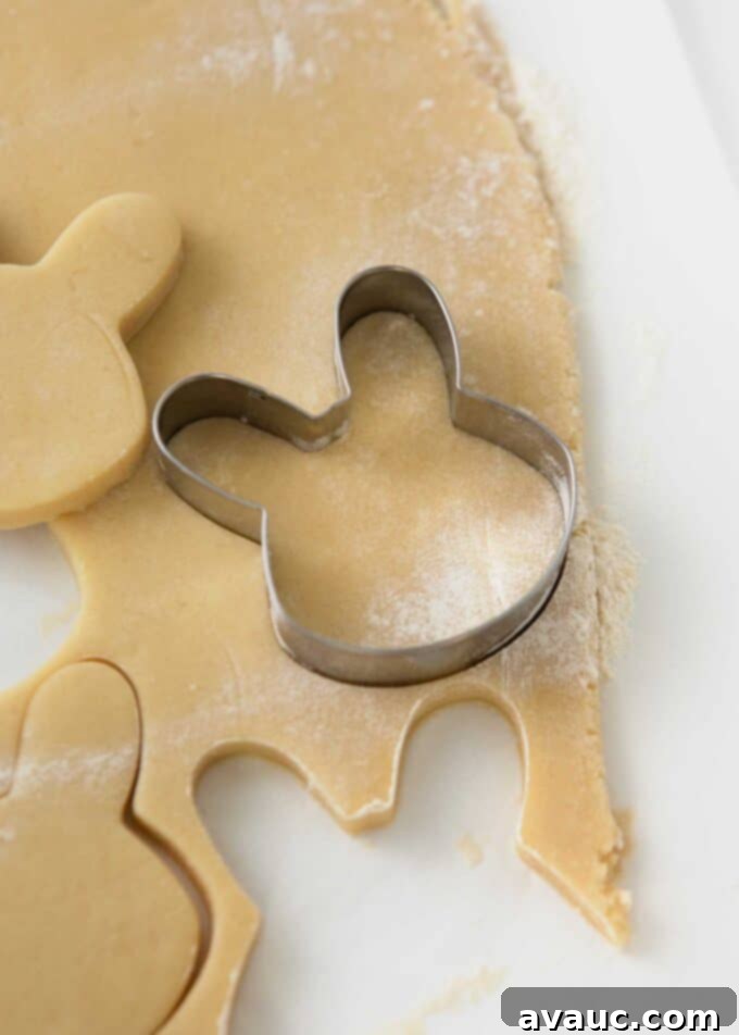 bunny face cookie cutter cutting dough