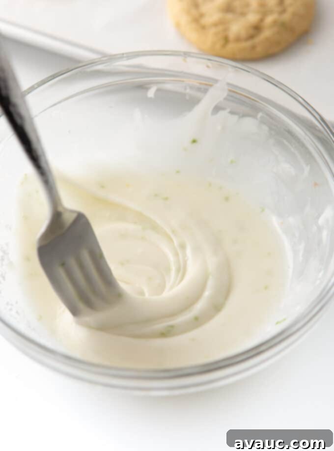 bowl of key lime cookie glaze