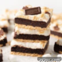 Gooey S'mores Cookie Bars 15 stack of s'more brownie cookie bar recipe