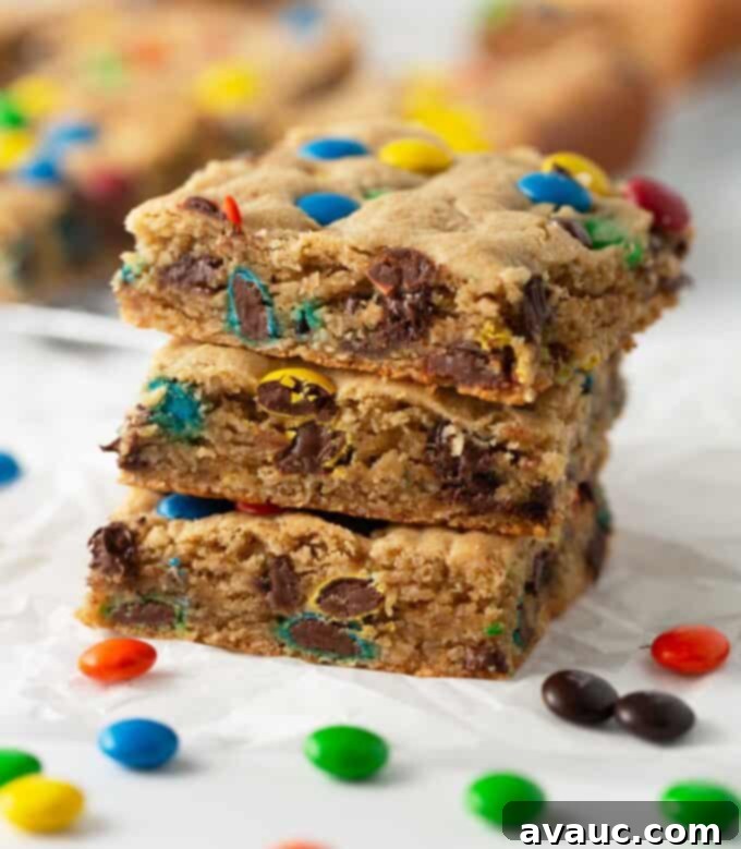 Kitchen Sink Cookie Bars 3 monster cookie bar stack