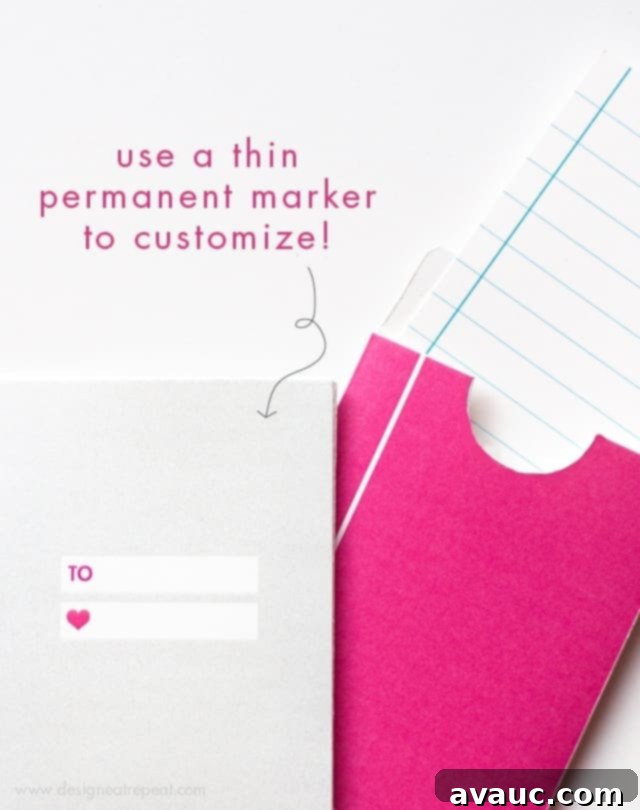 Download Your Free Valentine Printables 3 Close-up of a free printable Valentine's Day card from Design Eat Repeat, showcasing its charming and ready-to-personalize design.