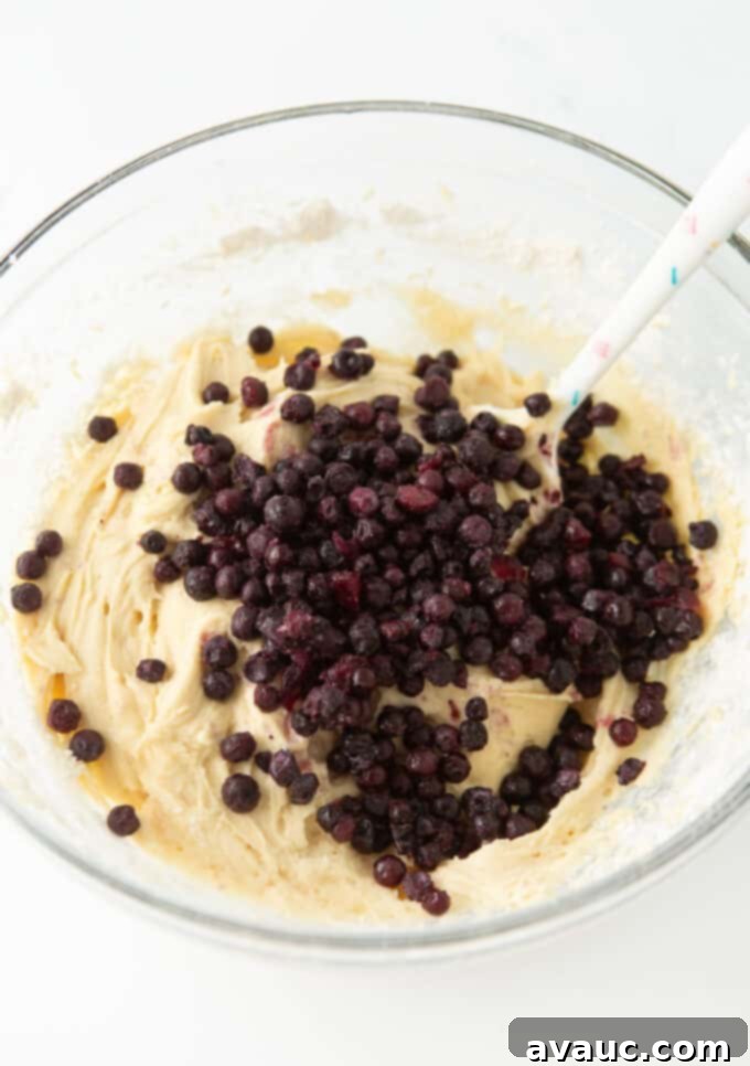 bowl of sour cream blueberry muffin batter