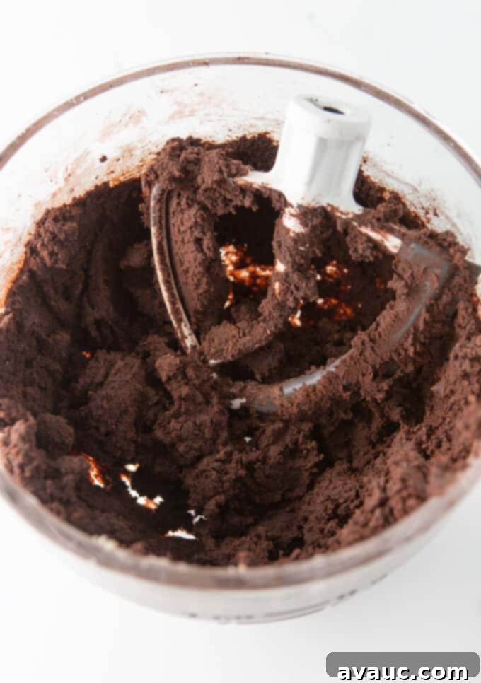 Decadent Fudgy Chocolate Blossoms 5 Bowl of dark chocolate blossom cookie dough, thick and rich, ready for shaping.