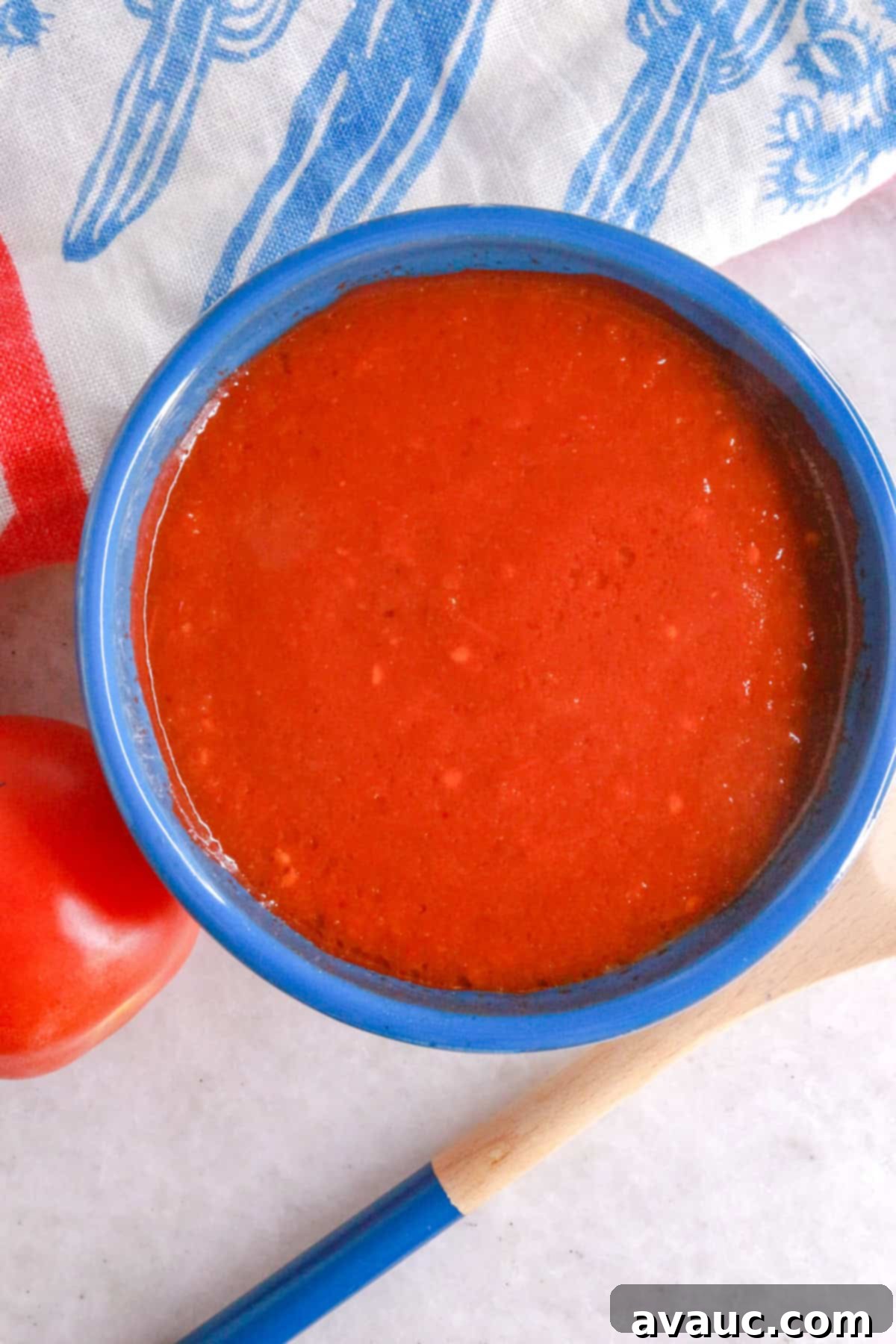 Overhead shot of homemade smoky chipotle salsa in a salsa bowl