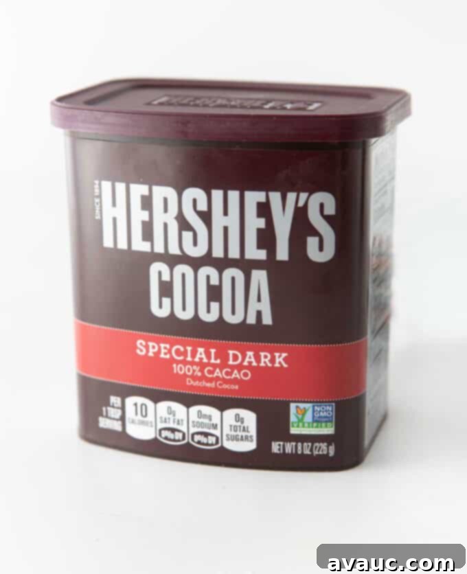 container of Hershey's special dark cocoa powder