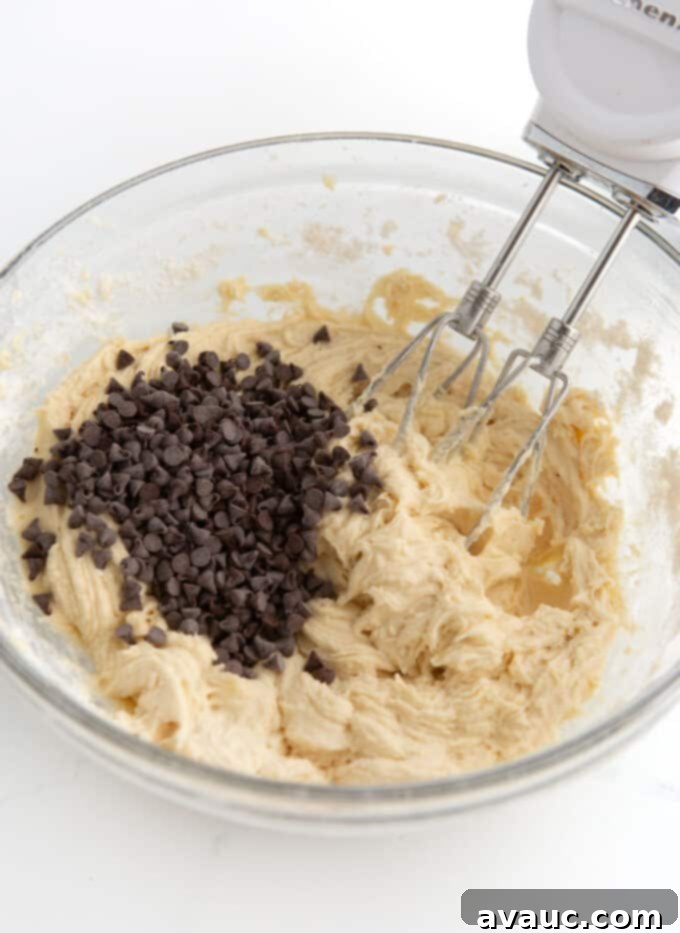 Mini Chocolate Chip Muffins 5 bowl of thick chocolate chip muffin batter ready for baking