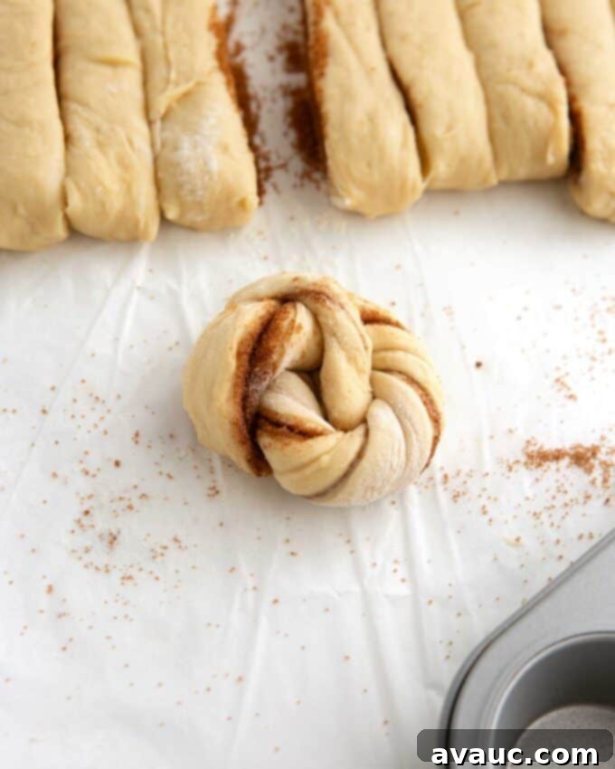 Effortless Cinnamon Swirl Knots 16 cinnamon roll twisted knot