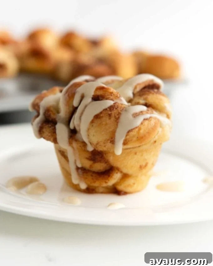 Effortless Cinnamon Swirl Knots 21 cinnamon roll muffin with icing