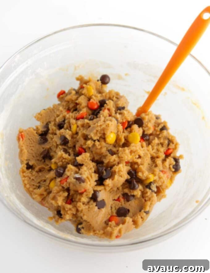 Chewy Reese's Pieces Perfection 5 bowl of reeses pieces cookie dough