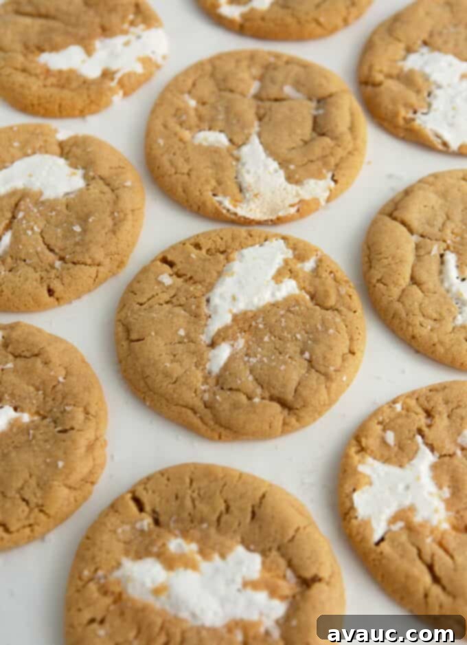 Chewy fluffernutter cookies with marshmallow creme