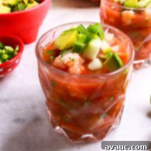 Vibrant Mexican Shrimp Cocktail 11 Glass full of Mexican shrimp cocktail