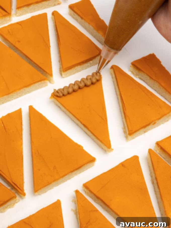piping brown crust on pumpkin pie slice sugar cookie bar