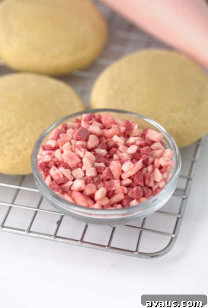 Festive Frosted Peppermint Sugar Cookies 5 Bowl filled with Andes peppermint crunch chips, a perfect topping.