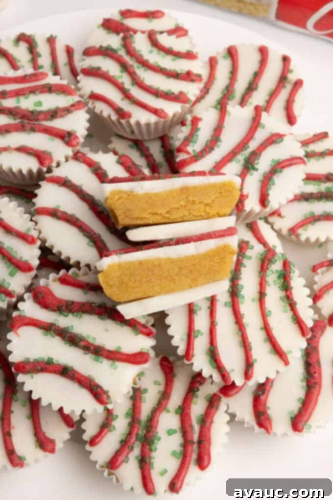 Festive Cakelet Cups 7 Yellow cake bite in a mini muffin tin that does not require dipping. Decorated as Little Debbie Christmas tree cake