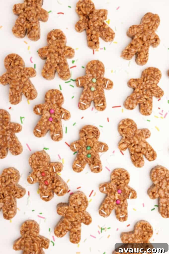 Spiced Gingerbread Krispie Treats 18 A stack of mini gingerbread cookie cutter star crunch rice krispy bars, ready for sharing