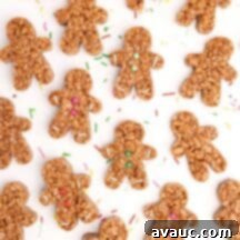 Spiced Gingerbread Krispie Treats 19 Gingerbread man shaped chocolate caramel rice krispy treats