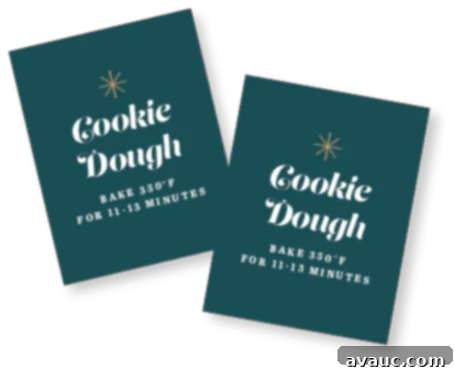 Freezer cookie dough tags, a printable design for labeling homemade cookie dough gifts.