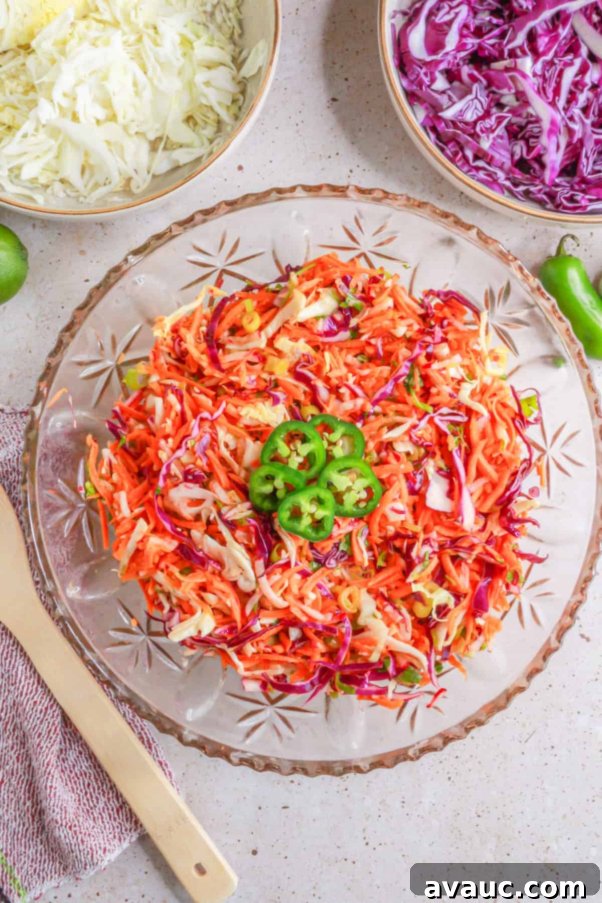 Vibrant Lime Slaw: A Mayo-Free Delight 2 Top view of Lime Vinaigrette Coleslaw