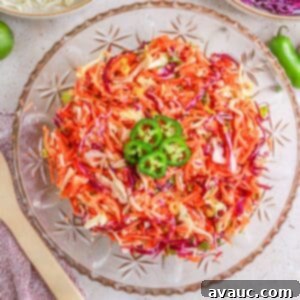 Vibrant Lime Slaw: A Mayo-Free Delight 10 Top view of Lime Vinaigrette Coleslaw