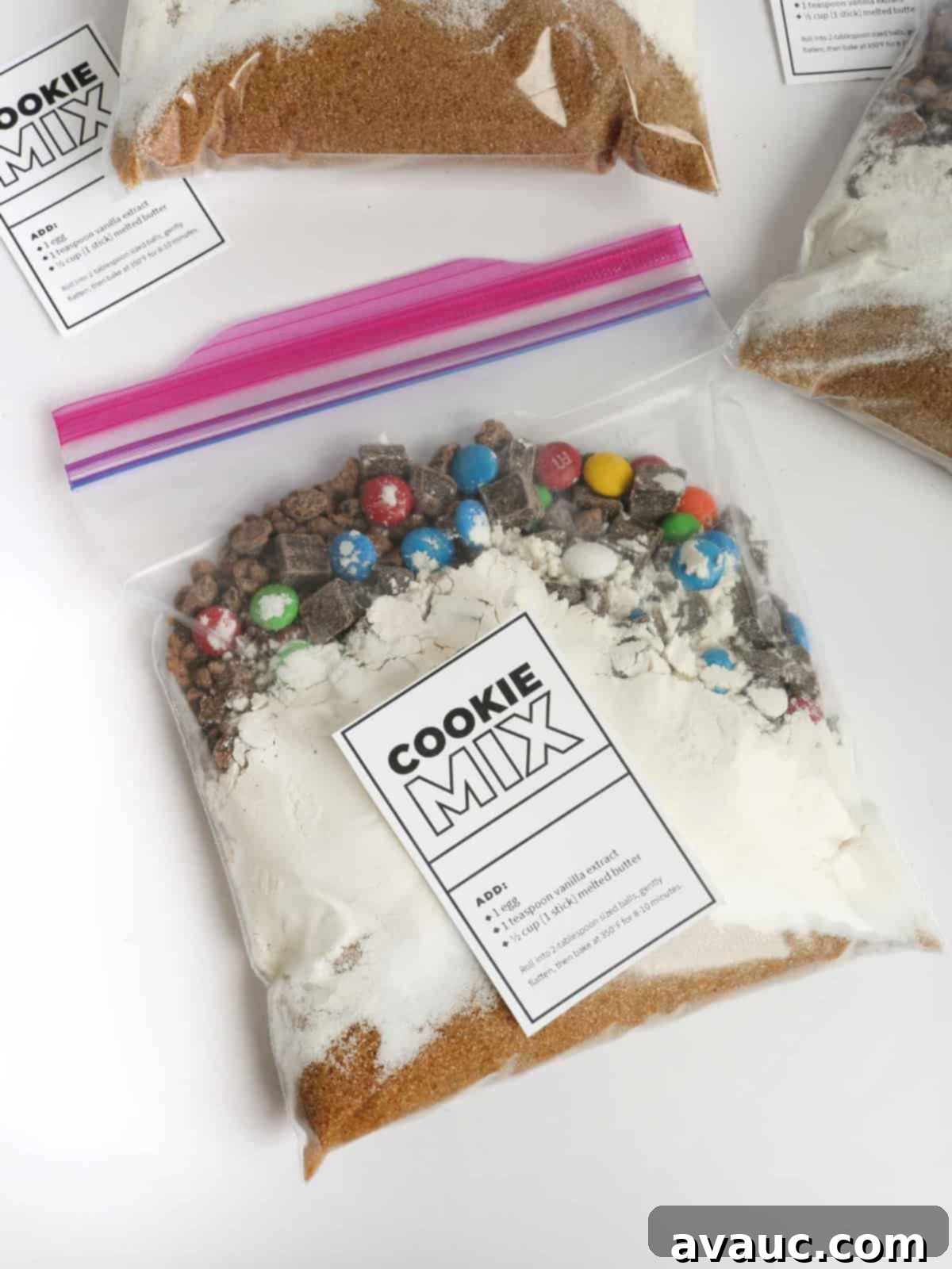 DIY homemade cookie dough mix in a jar, ready to be gifted or stored.