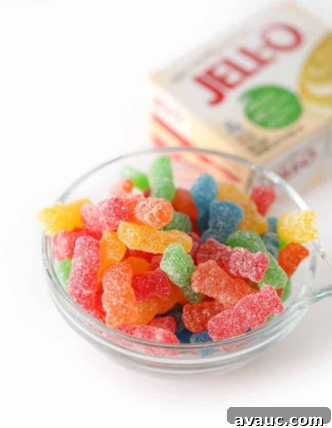 Bowl of sour patch kids candy and vanilla pudding for sour patch kids cookies