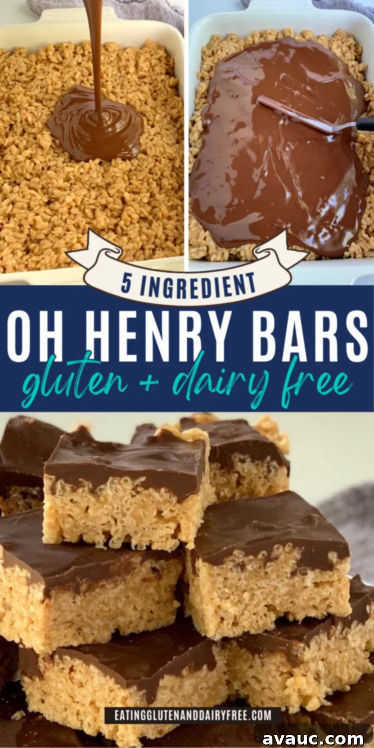 Classic Oh Henry Bars 5 A collage of images showing the process of making Oh Henry Bars, from mixing to finished product.
