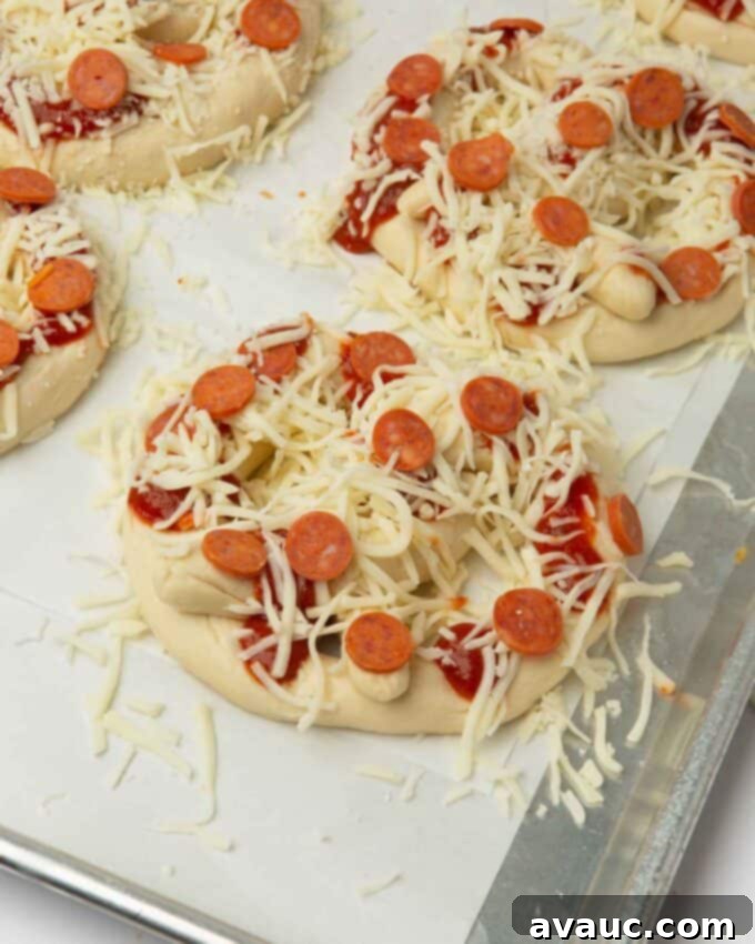 1-Hour Pizza Pretzel Twists 14 Mozzarella cheese and mini pepperonis added onto a sauced pretzel dough.