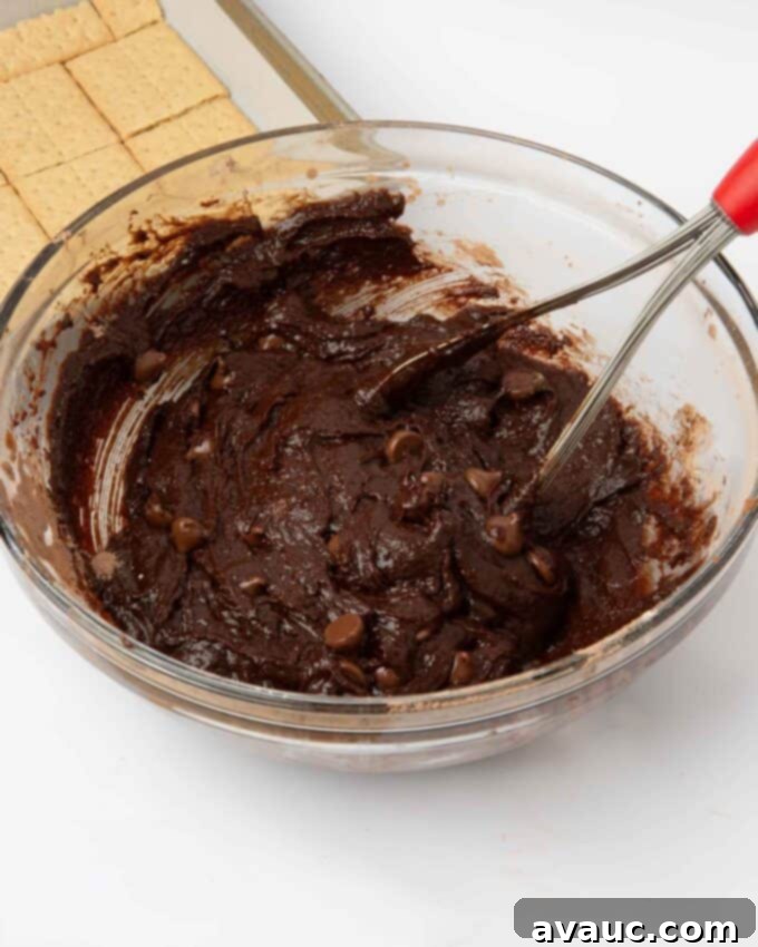 S'mores Brownies 6 Thick, rich brownie batter in a bowl after mixing.