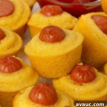 Corn Dog Muffin Poppers 10 Baked mini corn dog muffins with a golden crust