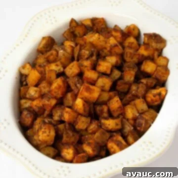 breakfast potatoes in ceramic serving bowl
