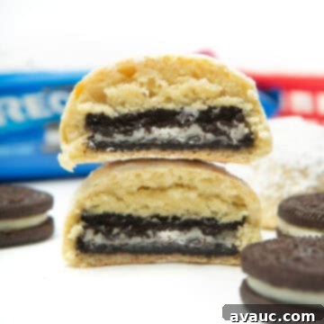 Ultimate Air Fried Oreos 13 air fried oreos cut in half stacked on top of each other